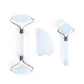 Set instrument de masaj cu rola Astral, Homla, 3 piese, 17x14.5x3.5 cm, jad, albastru