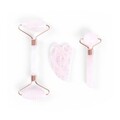 Set instrument de masaj cu rola Astral, Homla, 3 piese, 17x14.5x3.5 cm, jad, roz