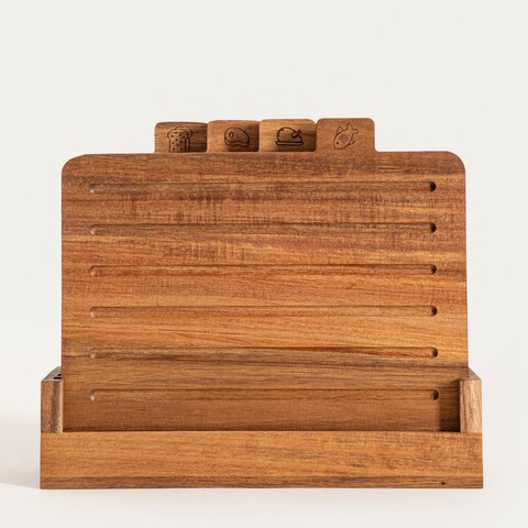 Set 4 tocatoare si suport Mooka, Homla, 30.5x10x7 cm, lemn, natur