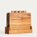Set 4 tocatoare si suport Mooka, Homla, 30.5x10x7 cm, lemn, natur