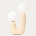 Lampa de masa Ormik, Homla, 20x11x31 cm, 25W, ceramica/sticla, bej deschis/alb