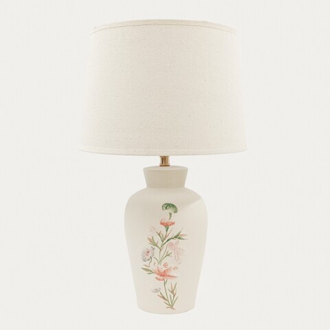 Lampa de masa Plafo, Homla, 28x47 cm, 60W, 1x E27, ceramica, bumbac, alb