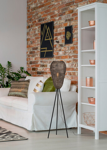 Lampadar Ziva, TRIO, 43x140 cm, 10W, 1x E27, metal, bronz antic/negru