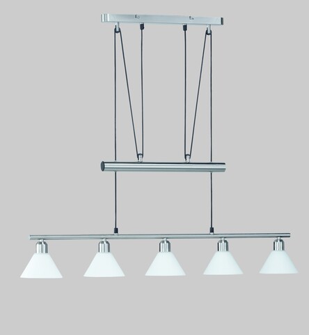 Lustra Stamina, TRIO, 102x14x180 cm, 40W, 5x E14, metal, nichel mat