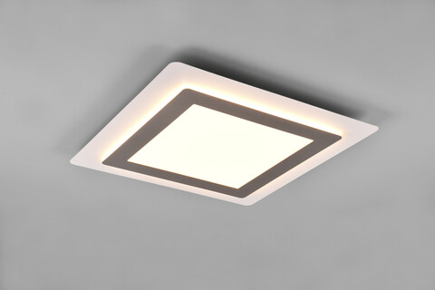 Plafoniera Morgan, TRIO, 45x45x4.2 cm, 46W, 1x SMD, metal, nichel mat/alb