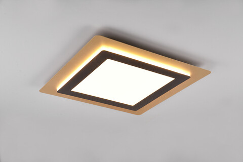 Plafoniera Morgan, TRIO, 45x45x4.2 cm, 46W, 1x SMD, metal, negru/auriu