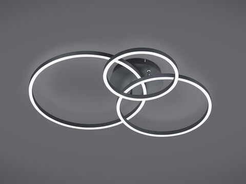 Plafoniera Winona, TRIO, 78x60x11.5 cm, 28W / 10W, 2x SMD, metal, negru mat