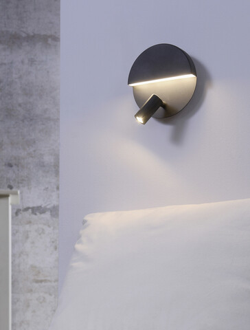 Aplica de perete Mario, TRIO, 10.5x16x16 cm, 6W / 2.3W, 2x SMD, metal, negru mat