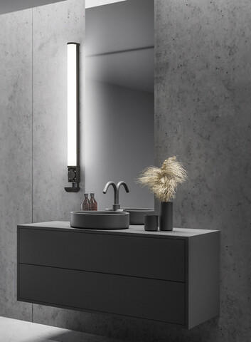 Aplica de perete Piera, TRIO, 79x5.5 cm, 16W, 1x SMD, plastic, negru mat/alb