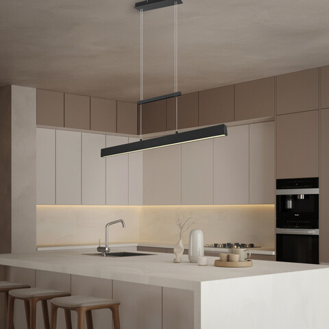 Lustra Paros, RL, 90x11x150 cm, 22W / 5.5W, 2x SMD, metal, negru mat