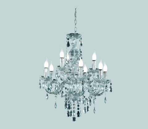 Candelabru Luster, RL, 61x192 cm, 40W, 9x E14, metal, argintiu