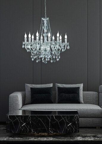 Candelabru Luster, RL, 76x165 cm, 40W, 10x E14, metal, argintiu