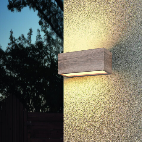 Aplica de perete pentru exterior Mayenne, TRIO, 25x11 cm, 10W, 2x E14, aluminiu, natur