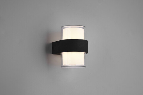 Aplica de perete rotunda pentru exterior Molina, RL, 9.6x13.2 cm, 4.6W, 2x SMD, aluminiu, antracit/transparent