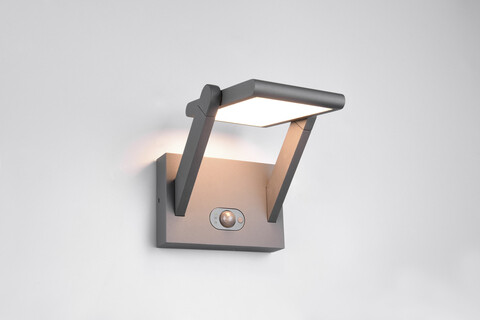 Aplica de perete pentru exterior cu senzor Malawi, TRIO, 18x23.5 cm, 5W, 1x SMD, aluminiu, antracit