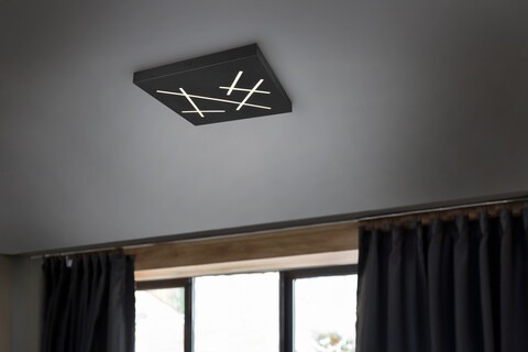 Plafoniera Snip, TRIO, 50x50x5 cm, 24W, 1x SMD, metal, negru mat