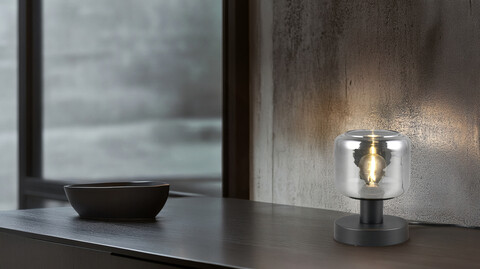 Lampa de masa Mataro, TRIO, 12x18 cm, 10W, 1x E14, metal, negru mat/argintiu