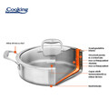 Cratita cu capac Atomic3, Cooking by Heinner, 26x7 cm, 3.5 L, inox/sticla, argintiu