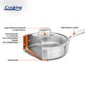 Tigaie adanca cu capac Atomic3, Cooking by Heinner, 28x7.5 cm, 4.2 L, inox/sticla, argintiu
