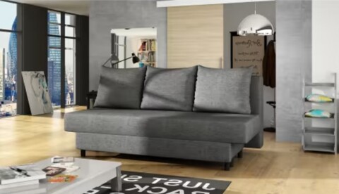 Canapea extensibila 3 locuri ELTAP, Amaza, 190x82x83 cm, lemn/poliester, gri inchis