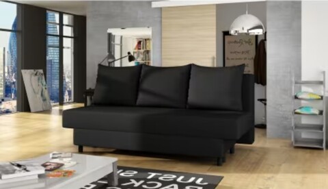 Canapea extensibila 3 locuri ELTAP, Amaza, 190x82x83 cm, lemn/poliester, negru