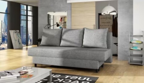 Canapea extensibila 3 locuri ELTAP, Amaza, 190x82x83 cm, lemn/poliester, gri deschis