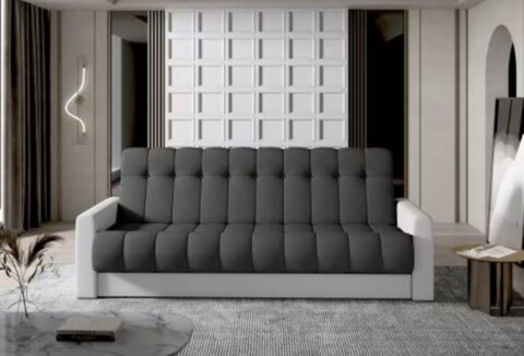 Canapea extensibila 3 locuri ELTAP, Garett, 212x85x90 cm, lemn/poliester, gri inchis/alb