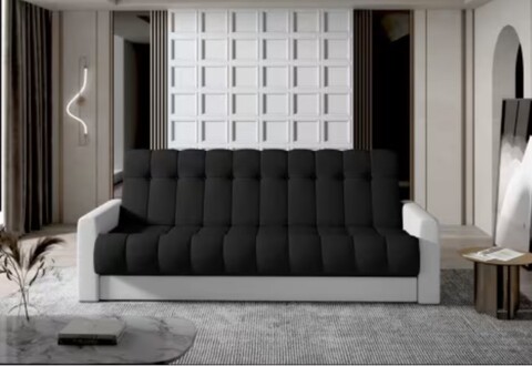 Canapea extensibila 3 locuri ELTAP, Garett, 212x85x90 cm, lemn/poliester, negru/alb