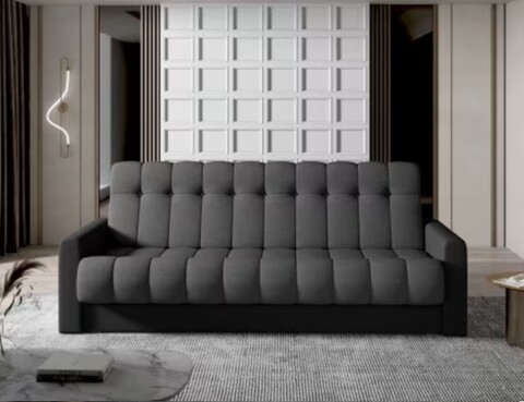 Canapea extensibila 3 locuri ELTAP, Garett, 212x85x90 cm, lemn/poliester, gri inchis/negru