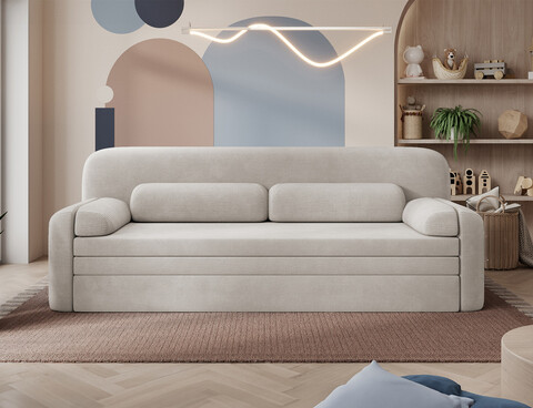 Canapea extensibila 2 locuri ELTAP, Elioss, 236x89x87 cm, lemn/poliester, bej deschis