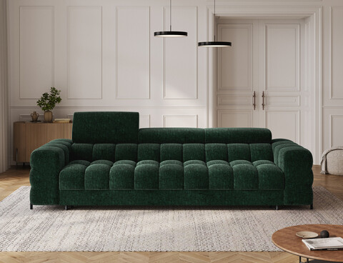 Canapea extensibila 3 locuri ELTAP, Festello, 260x100x96 cm, lemn/poliester, verde inchis