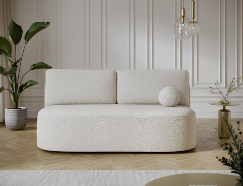 Canapea extensibila 2 locuri ELTAP, Lilana, 193x96x93 cm, lemn/poliester, alb