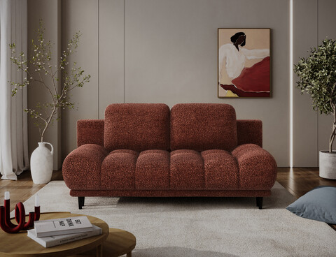 Canapea extensibila 2 locuri ELTAP, Guavio, 210x77x97 cm, lemn/poliester, caramiziu