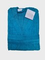 Halat de baie cu gluga, ET 2000 IMPEX, S/M, bumbac, turcoaz