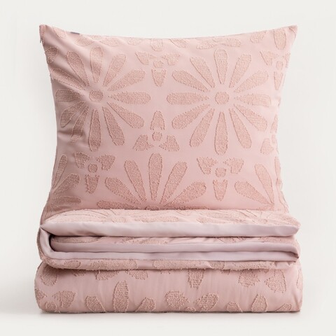 Lenjerie de pat dubla Silva, Homla, 160x200 cm, 3 piese, microfibra din poliester, roz