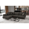 Coltar extensibil stanga 4 locuri ELTAP, LT-05FL, Larde, 286x191x90 cm, lemn/poliester, gri inchis