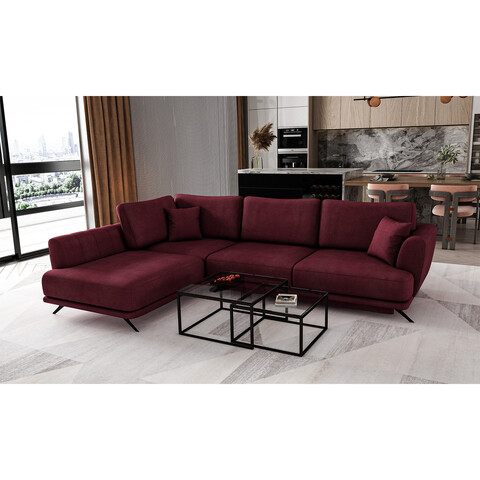 Coltar extensibil stanga 4 locuri ELTAP, LT-25VE, Larde, 286x191x90 cm, lemn/poliester, violet inchis