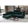 Coltar extensibil stanga 4 locuri ELTAP, LT-35NU, Larde, 286x191x90 cm, lemn/poliester, verde inchis