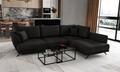 Coltar extensibil dreapta 4 locuri ELTAP, RT-10VE, Larde, 286x191x90 cm, lemn/poliester, negru