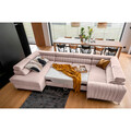 Coltar extensibil stanga 6 locuri ELTAP, LT-101GO, Louis, 347x202x92 cm, lemn/poliester, roz