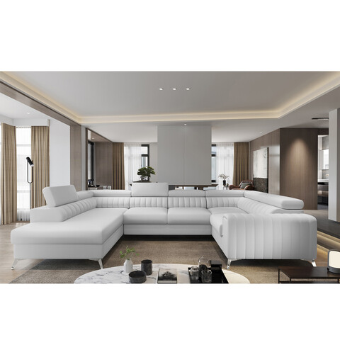 Coltar extensibil stanga 6 locuri ELTAP, LT-17SOF, Louis, 347x202x92 cm, lemn/poliester, alb