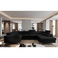 Coltar extensibil dreapta 6 locuri ELTAP, RT-10FL, Louis, 347x202x92 cm, lemn/poliester, negru