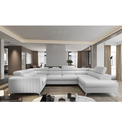 Coltar extensibil dreapta 6 locuri ELTAP, RT-17SOF, Louis, 347x202x92 cm, lemn/poliester, alb