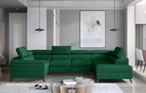Coltar extensibil dreapta 4 locuri ELTAP, Esc-31, Escada, 336x200x92 cm, lemn/poliester, verde inchis
