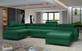Coltar extensibil stanga 5 locuri ELTAP, Jos-05, Josette, 370x190x98 cm, lemn/poliester, verde inchis