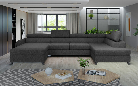 Coltar extensibil dreapta 5 locuri ELTAP, Jos-26, Josette, 370x190x98 cm, lemn/poliester, gri antracit