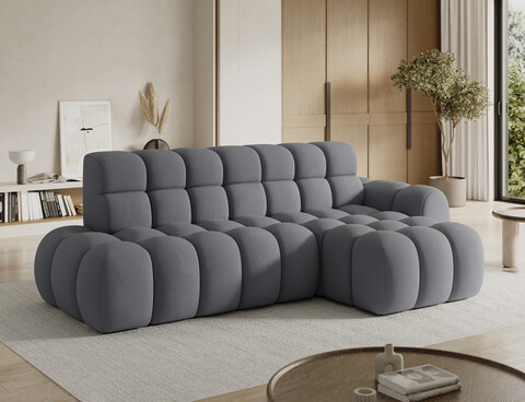 Coltar extensibil dreapta 3 locuri ELTAP, Ceedro, 283x165x98 cm, lemn/poliester, gri inchis