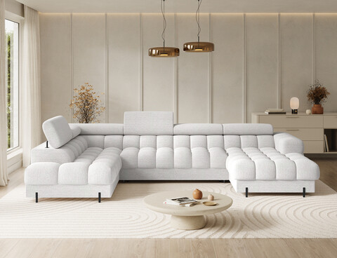 Coltar extensibil stanga 3 locuri ELTAP, LT-01ROY, Feraria, 358x202x93 cm, lemn/poliester, alb