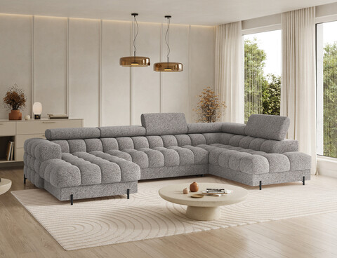 Coltar extensibil dreapta 3 locuri ELTAP, RT-20PEL, Feraria, 358x202x93 cm, lemn/poliester, gri