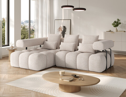 Coltar extensibil stanga 3 locuri ELTAP, Levvi, 260x184x102 cm, lemn/poliester, bej